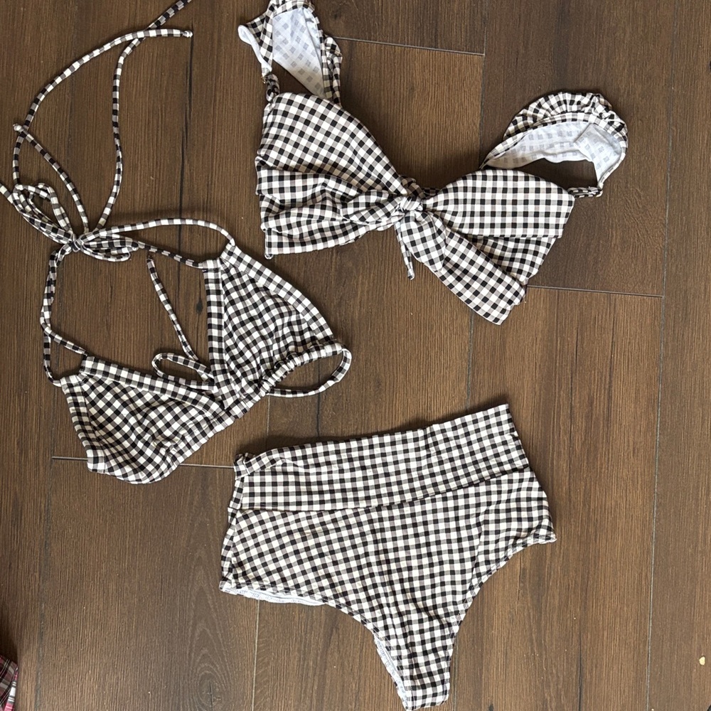 Montce Black and White Checkered Gingham Bikini Set